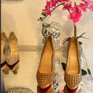 Christian Louboutin Alti Spikes 140 Pumps Nude 40